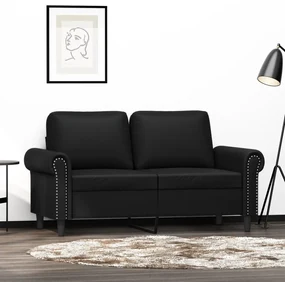 349119 vidaXL Canapea cu 2 locuri, negru, 120 cm, piele ecologică