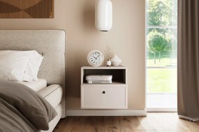 Noptieră suspendată Lorini 45 cm cu sertar - cașmir / mâner negru