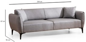 Canapea trei locuri Belasemma (gri + negru). 1106670