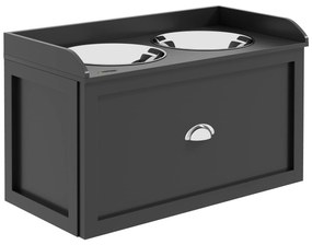 PawHut Boluri Înălțate pentru Câini din Lemn cu Sertar pentru Obiecte, 60x30x36 cm, Negru | Aosom Romania