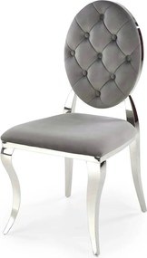 Scaun cromat K555, gri/argintiu, stofa catifelata/metal, 48x52x96 cm