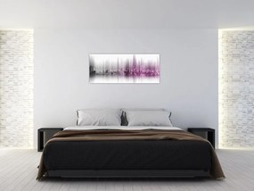 Tablou - Panorama orașului, roz-gri (120x50 cm)