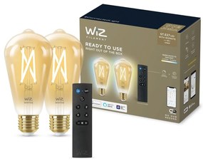 SET 2x bec LED dimabil WiZ ST64 E27/7W/230V 2000-5000K CRI 90 Wi-Fi + telecomandă