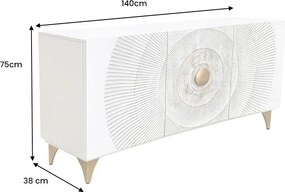 Comoda design vintage Golden Sunset 140cm alb