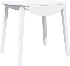 vidaXL Masa de sufragerie alb din lemn masiv cauciuc