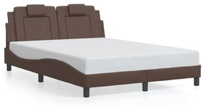 3214010 vidaXL Cadru de pat cu lumini LED, maro, 120x200 cm, piele ecologică