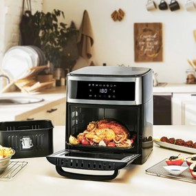 Resigilat: Friteuza cu aer fara ulei Air Fryer First Austria FA-5053-5, 1700W, 13 litri, 8 programe, Timer, Inox/negru