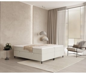 Pat boxspring crem cu spațiu de depozitare 140x200 cm Araya – Maison de Rêve