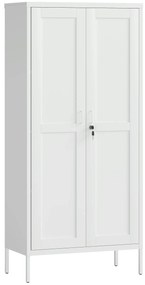 HOMCOM Dulap pentru Birou în Oțel cu 3 Rafturi Reglabile cu Serratură și 2 Chei, 80x40x175 cm, Alb | Aosom Romania