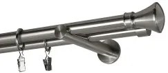 Galerie dubla PRINCE INOX PICIOR UNIVERSAL ,prindere perete 19/19 INOX (Alege marime: 400 cm)