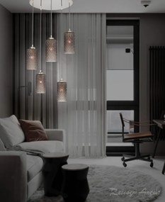 Lustra moderna cu 5 pendule design italian 10000 fumuriu