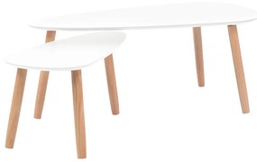 244731 vidaXL Set masă cafea, 2 piese, lemn masiv de pin, alb