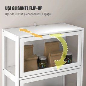 HOMCOM Vitrină Colecționari cu 4 Niveluri, Uși cu Balamale, Sistem Anti-Răsturnare, pentru Birou, Dormitor, 59 x 30 x 139 cm, Alb | Aosom Romania