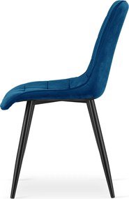 Scaun de dining SPLIT VELVET cu picioare negre, albastru
