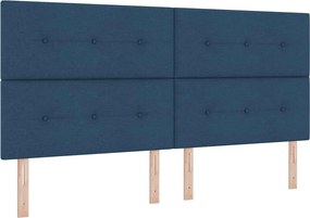 vidaXL Pat cu arc LED cu saltea albastru 200 x 200 cm țesătură