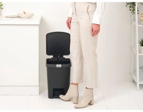 Coș cu pedală Brabantia StepUp 1008482, 25 L, Materiale ecologice, Deschidere mare, Gri închis