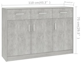 Servanta, gri beton, 110x30x75 cm, PAL Gri beton, 1