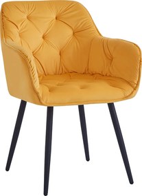 Scaun de design, ţesătură Velvet galben, FEDRIS NEW