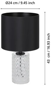 Lampă de masă Eglo 39979 SAPUARA 1xE27/40W/230V negru