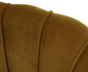 Fotoliu în stil Art-deco, catifea Velvet muştar/crom auriu, NOBLIN NEW