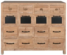 Comoda din lemn masiv, cu 16 sertare, aspect vintage, Archive