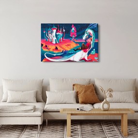 Tablou - Prinț și prințesa cu dragon (90x60 cm)