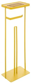 Suport hartie igienica Handy, metal, galben, 18 x 12 x 59 cm