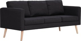 vidaXL Canapea cu 3 locuri, negru, material textil