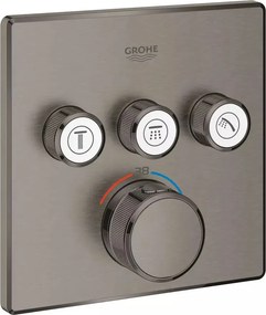 Baterie dus incastrata Grohe Grohtherm SmartControl 3 iesiri antracit periat Hard Graphite fara corp ingropat