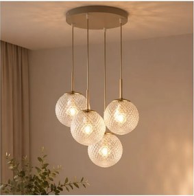 Brilagi - Candelabru suspendat pe cablu STELLA 4xE27/60W/230V bej/auriu