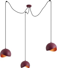 Lampă suspendată de design roșie cu sticlă opală cu 3 lumini - Tulip