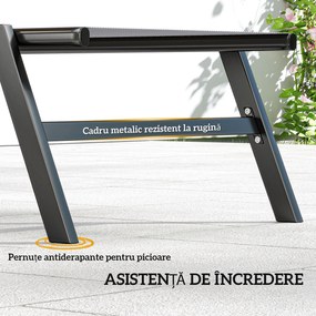 Outsunny Set 2 Șezlonguri Reglabile în 5 Poziții cu Măsuță Laterală și 2 Roți, din Metal și Poliester, Gri | Aosom Romania