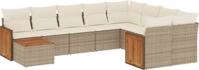 vidaXL Set canapele de grădină cu perne, 10 piese, bej, poliratan