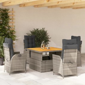 3277462 vidaXL Set mobilier de grădină cu perne, 5 piese, gri, poliratan