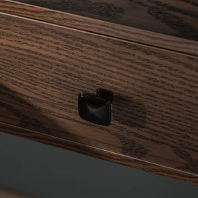 HOMCOM Masa de toaleta cu Oglinda Stil Industrial Lumini tip LED si Taburet Culoare Nuc