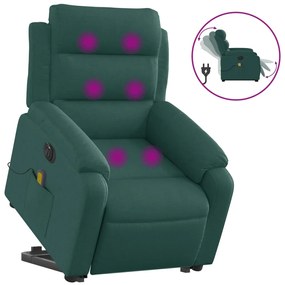 3205022 vidaXL Fotoliu electric masaj rabatabil / ridicare verde închis textil