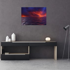 Tablou pe sticlă cu mare și păsări (70x50 cm)