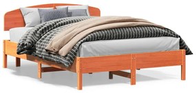 3207212 vidaXL Cadru de pat cu tăblie, maro ceruit, 140x200 cm, lemn masiv pin