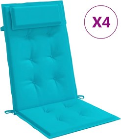 vidaXL Perne scaun cu spătar înalt, 4 buc, turcoaz, țesătură Oxford