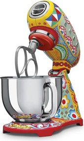 Mixer planetar SMEG Dolce & Gabbana SMF03DGEU, 800 W, 4,8 l, 10 viteze, Functie de pornire treptata, Multicolor