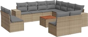 vidaXL Set canapele de grădină cu perne, 12 piese, bej, poliratan