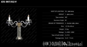Veioza, lampa de masa 2 brate cristal Bohemia S31 007/02/4