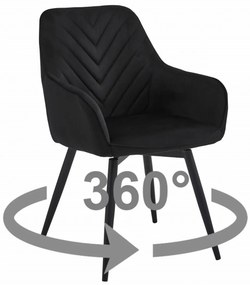 Scaun de masa rotativ NANA360 VELVET, negru