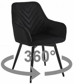 Scaun de masa rotativ NANA360 VELVET, negru