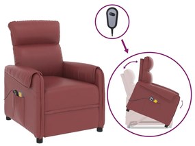 3143378 vidaXL Fotoliu de masaj cu ridicare, roșu vin, piele ecologică