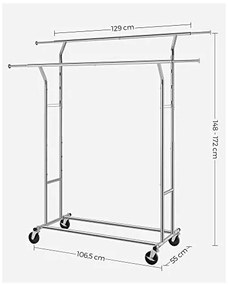 Suport pentru umerase, Songmics, Argintiu, HSR12S, 129-169 cm