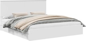 vidaXL Pat cu storage cu headboard Alb 180 x 200 cm Lemn compozit