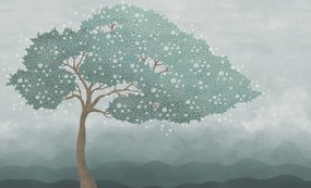Fototapet, Windy Tree, Blue, Rebel Walls