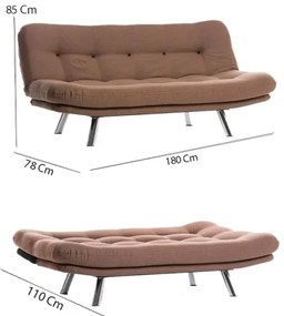 Canapea extensibilă BINA, 2 locuri, maro deschis