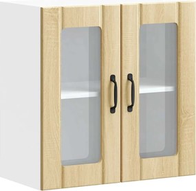 vidaXL Dulap bucătărie cu ușă sticlă Lucca lemn de stejar de Sonoma